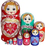 Russian Matryoshka Nesting Dolls Stacking Dolls Wooden Russian Doll Set for Kids Toy Gift Desktop Decoration 10PCS,Nesting doll