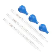 3pcs 10ml Dropper Pipettes Lab Graduated Scaled Tool with Blue Rubber Cap