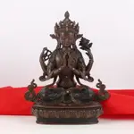 觀音佛像擺件家居供奉藏傳密宗尼泊爾工藝純銅四臂觀音菩薩
