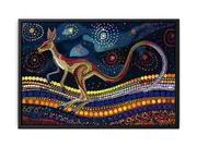 Kangaroo Style of Aboriginal Dot Framed Art