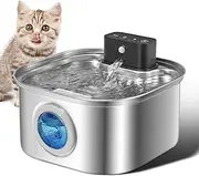 Wireless Cat Water Fountain, 4000mAh Battery Operated, 3.2L/108oz Cordless Automatic Stainless Steel Pet Fountain with Motion Sensor, Rechargeable Cat Drinking Fountain with Ultra-Quiet Pump for Pets