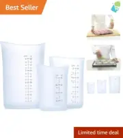 Set of 3 Flexible Silicone Measuring Cups - Easy-to-Read Translucent Design