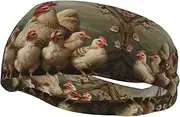 [CADREWY] A Brood of Chickens Print Stylish Sports Sweatband Stretchy Breathable and Moisture Wicking Headband for Gym