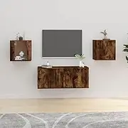 Wall Mounted TV Stand, Smoked Oak, Living Room Entertainment Center, Wall Cabinets, TV Stands, Bedroom Storage 40x34.5x40 cm