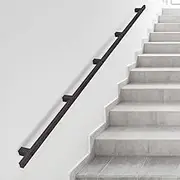 Stair Handrail Black Iron Stair Railings Support Kit - Industrial Pipe Banister Rail Kit Staircases Grab Bar Foot Rail with Wrought Iron Brackets for Stairway Liyadolaam 1m 2m 3.6m 5.2m 6m(4ft/120cm)