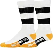 [HARLEY-DAVIDSON] Women's 2-Pack Performance Rugby Stripe Crew Riding Socks- White, White, Medium