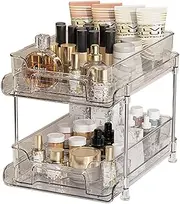 Clear Drawer Organizers, 2/3 Slide-Out Storage Container Compact Storage Organization Drawers Set Multi-Purpose Under Sink Closet Organizers and Storage (2 Layer)