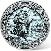 St. Christopher Challenge Coin for Protection - Traveler's Prayer Coin with Transparent Case, Christian Religious Token for Safe Journeys﻿ ﻿