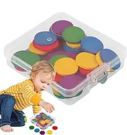 Counting Manipulatives,Wooden Round Math Playset - School Teaching Supplies Brain Developmental Toy for Educational Activities