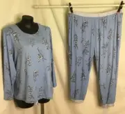 AUTOGRAPH SKY BLUE "WARM & COSY" STRETCH FLORAL PAJAMAS SET SIZE 24 NEW JUST IN!