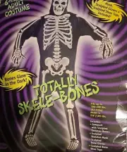 VTG HTF 6 PC TOTAL SKELE BONES HEAVY 3D GLOWS IN DARK COSTUME FITS 150+180 lbs