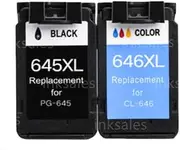 Remanufactured Ink Cartridges 645XL 646XL Replacement for Canon Pixma PG-645XL CL-646XL Ink Cartridge for iP2860 MG2460 MG2560 MG2960 MX496 Printer 1 Black 1 Tri-Color