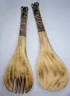Wood 3D Zebra Head Handled Large Salad Spoon & Fork Servers African Safari Theme