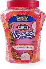 Clorox Fraganzia Crystal Beads Air Freshener in Hawaiian Escape | Long Lasting Room Air Freshener Beads for Home or Car | Solid Air Fresheners | 12 Ounces, 1 Pack