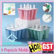 Silicone Ice Cream Mould Block 6 Cavity Frozen Molds Icy Pole Jelly Popsicle AL