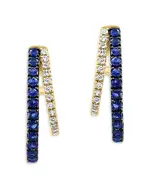 Bloomingdale's Fine Collection Sapphire & Diamond Graduated J Hoop Earrings in 14K Yellow Gold