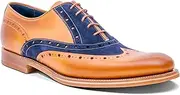 [BARKER] Abingdon Men's Handmade Leather Brogue Oxford Dress Shoes - Timeless Elegance and Superior Craftsmanship, Cedar Calf/Navy Suede, 44 EU