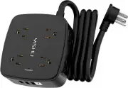 6 Ft Surge Protector Power Strip - 8 Widely Outlets with 4 USB Ports