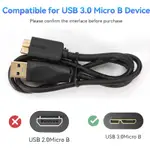 MICRO USB 3.0 電纜 USB 3.0 A 型公頭轉 MICRO B 線,兼容相機硬盤等 30 厘米