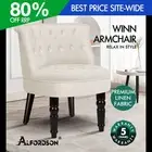 ALFORDSON Armchair Tufted Lounge Chair Wingback Accent Chair Fabric Sofa Beige