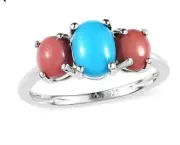 Peach Opal And Sleeping Beauty Turquoise Ring 7 And Earring Set