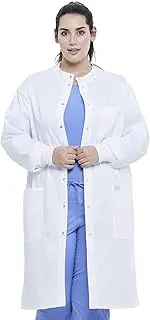 [Dickies] Men & Women Scrubs Lab Coat 43" Snap Front GD360, White, Large