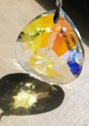 Handmade crystal Suncatcher with 7" Austrian beads 86mmAB prism silver bali