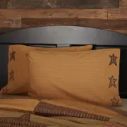 VHC Brands Primitive Standard Applique Star Pillow Case Set of 2 Bedroom Decor