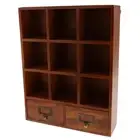 9-Cube Wooden Display Shelves With 2 Drawers Desktop Storage Organizer