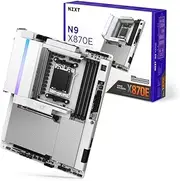 NZXT N9 X870E - AMD X870E AM5 ATX Gaming Motherboard for Ryzen 9000/8000/7000-20+2+1, DDR5, 4X M.2, PCIe 5.0, Wi-Fi 7, 5GbE, USB 4 - M.2 Quick Release Latch, Full Metal Cover, White PCB
