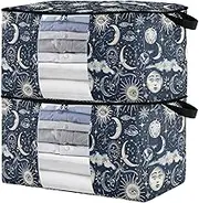 sanluoli 90L 2 Pack Under Bed Storage Bags with Reinforced Handles, clear window Closet Organizers And Storage Drawers