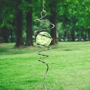 LJLIFART Gazing Ball Spiral Decorative Wind Spinner 11 inch Spiral and 2 inch Glow Glass Ball Unique Gift and Hanging Decor for Indoor Outdoor Garden Decoration