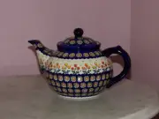 Polish Pottery UNIKAT 6 Cup Teapot! UNIKAT Lucy Pattern!