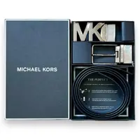 在飛比找momo購物網優惠-【Michael Kors】專櫃禮盒版 MK 男生 皮帶 深