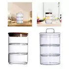 3 Tier Glass Food Jar Multipurpose Grain Container Clear for Cookies Cereal