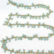 24K Gold Plated Amazonite Rosary Chain, 3mm Faceted Gemstone Beads, Jewelry