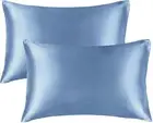 Satin Silk Pillowcase Hair Skin Airy Blue Pillow Cases Standard Size Set 2 Pack