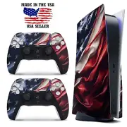 PS5 Disc Version Console & Controller Vinyl Skin Decal Wrap - USA Flag