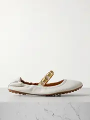 [Tod's] Tod's - Ballerina Embellished Leather Flats - Cream - IT42 IT 42 Cream
