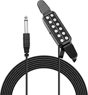 Acoustic Guitar Pickup Clip-on Guitar Pick Up Transducer Instrument Pick-up with 1/4 Inch C Ector 2.9 Meters Cable Black One Size