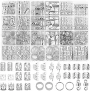 Silver Metal Jewelry for Hair Braids, Dreadlocks & Beards,Braid Clips, Rings, Cuffs as Dreadlock Accessories and Decorations(290Pcs)
