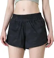 [Aurefin] 4'' Women's Low Waisted Running Shorts,Quick Dry Athletic Shorts with Liner and Zipper Pocket