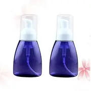 BATHVEVE 2pcs Refillable Lotion Containers Portable Foam Making Toiletry Bottles for Shampoo Emulsion Liquid Soap Blue User Friendly Design with Longer Straw