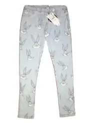 NWT ZARA Girls WB Bugs Bunny Light blue Stretch Jogger Pants -Size 13-14