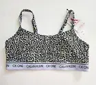 Calvin Klein CK One Cotton Unlined Bralette Mini Cheetah Print River QF5727 Sz S