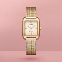 在飛比找momo購物網優惠-【CITIZEN 星辰】米蘭錶帶 方形小錶 光動能女錶 23