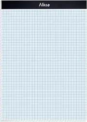 Alitte Graph Paper Pad, Pack of 1, White Letter Size - 4x4 Quad Grid Paper, Easy-Tear Perforations, 8.5 x 11 Cardboard Backing - Graph Notepads for School, Office -50 Sheets per Pad
