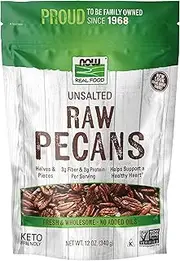 NOW Foods, Pecans, Raw and Unsalted, Halves and Pieces, Natural Source of Essential Fatty Acids, Grown in the USA, 12-Ounce