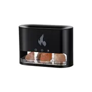 Black Ultrasonic Air Humidifier Fragrance Oil Aroma Diffuser LED Light Nightlight Flame Volcano