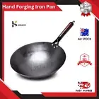 New Professional Iron Chinese Wok 30cm,32cm Wood Handle Round Base Stir Fry